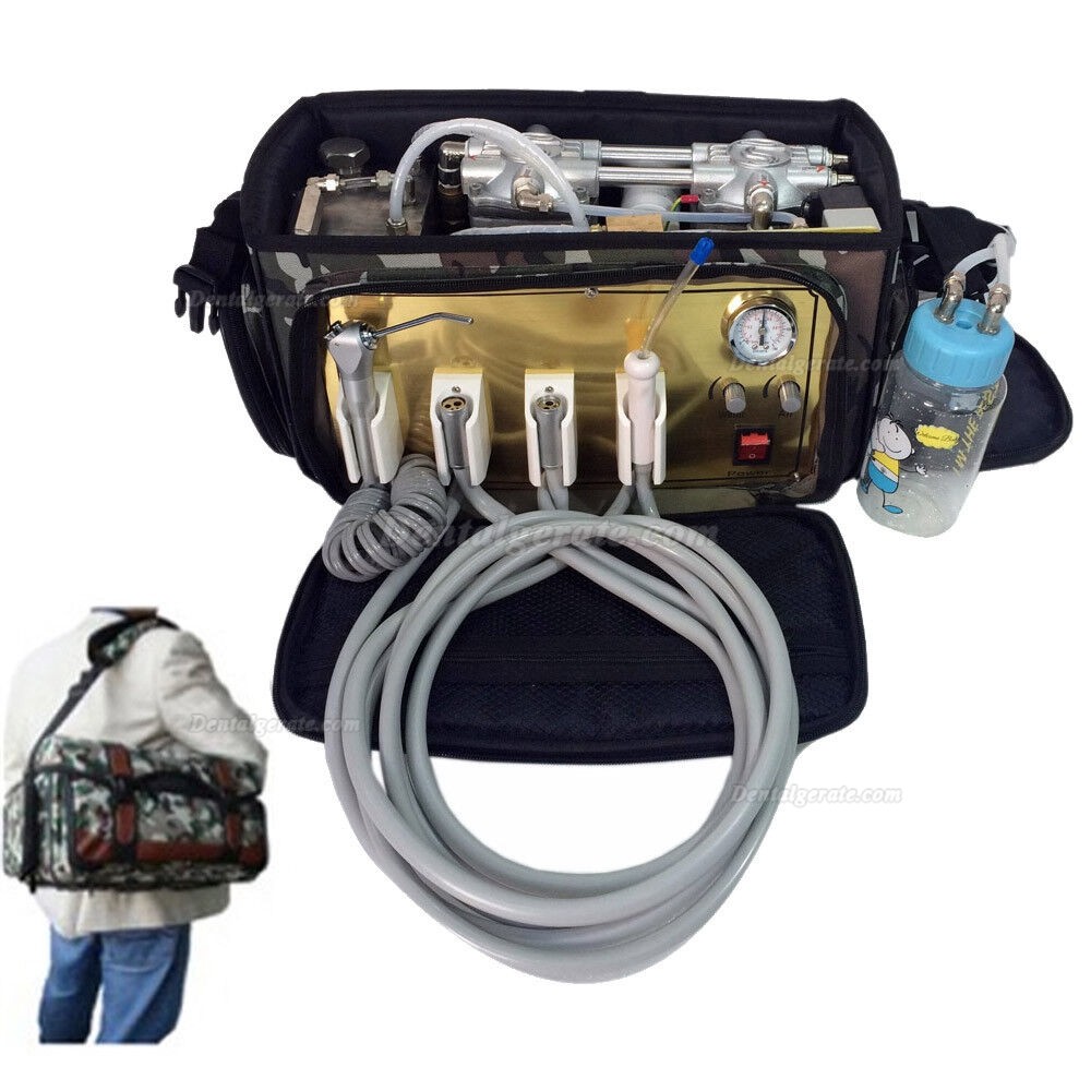 BEST Rucksack Tragbare Dental Turbine Einheit +Luftkompressor +Saug +Triplex Spritze